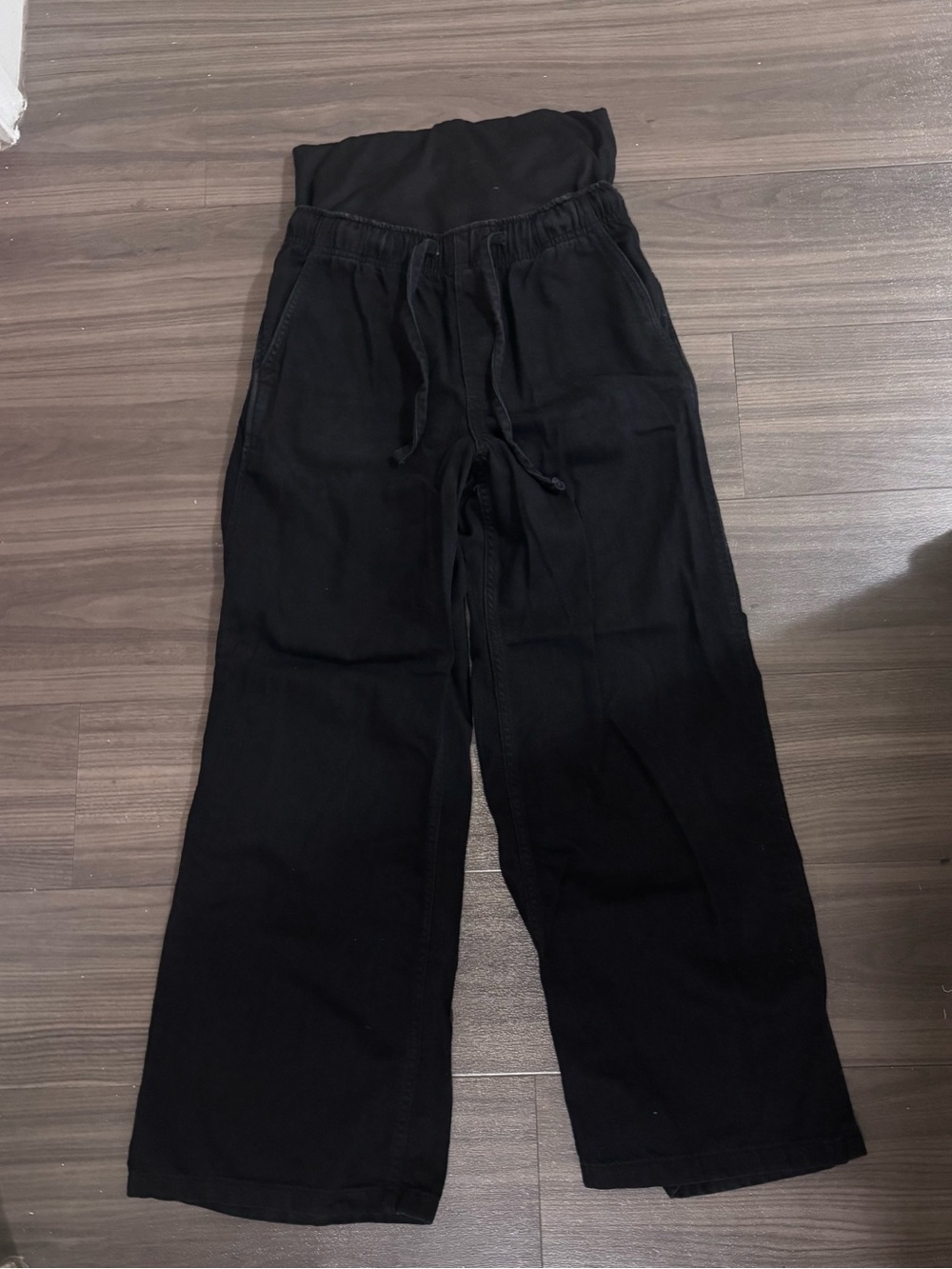 Black Maternity-Style Drawstring Pants
